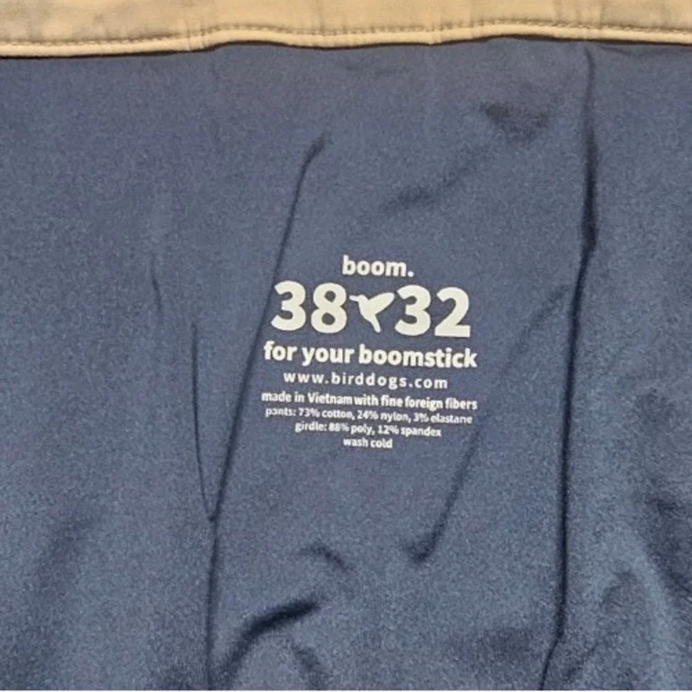 Bird Dogs Boom for Your Boomstick Pants Men's 38x32 Beige Chinos Khaki Tan Golf